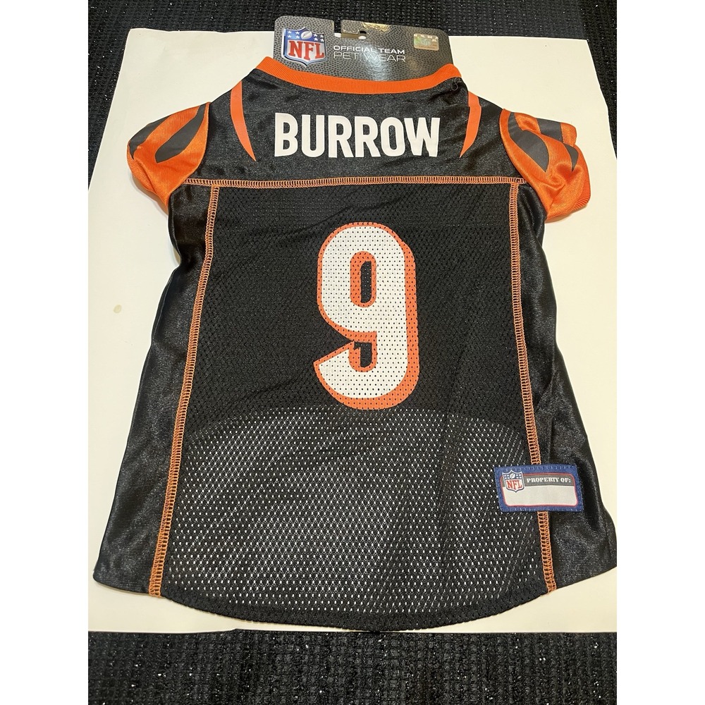 NFL Cincinnati Bengals Joe Burrow #9 Black and Orange Dog Jersey Size Large